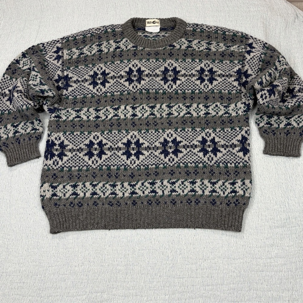 Vintage Winona Knits Sweater Men's‎ XL Wool Blend Nordic Made in USA